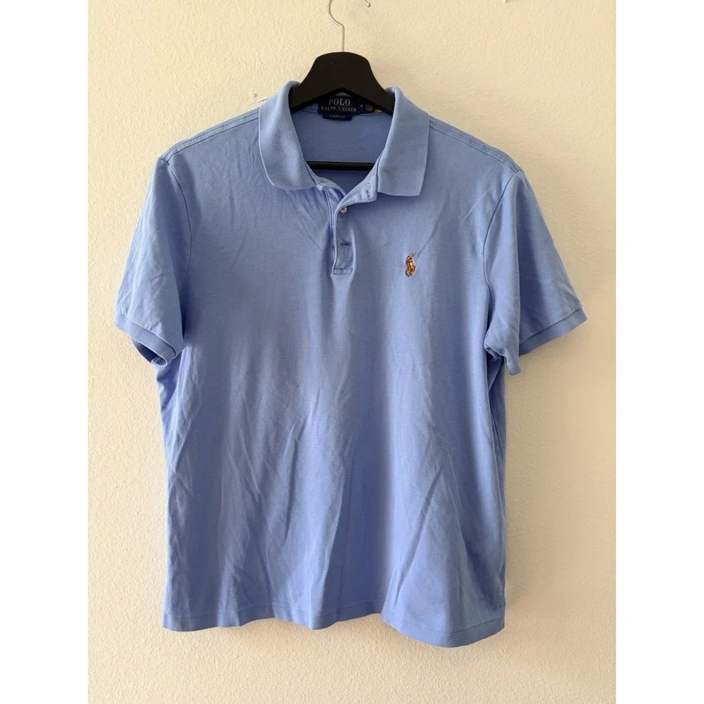 Polo Ralph Lauren Men's Classic Fit Polo Shirt Medium Light Blue Short Sleeve